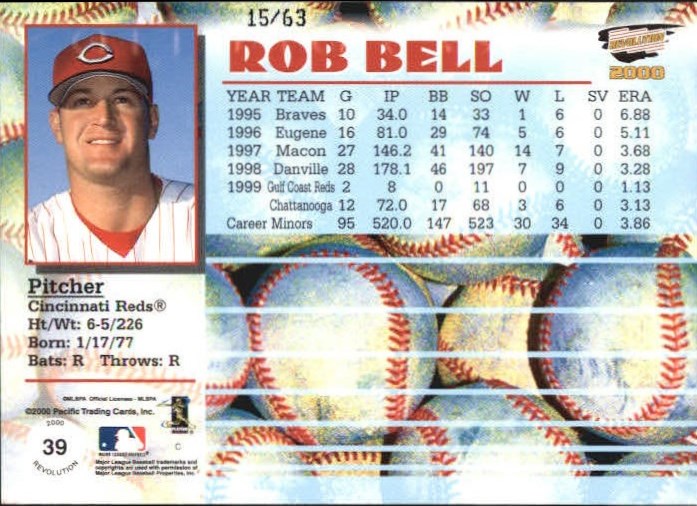2000 Revolution Red #39 Rob Bell back image