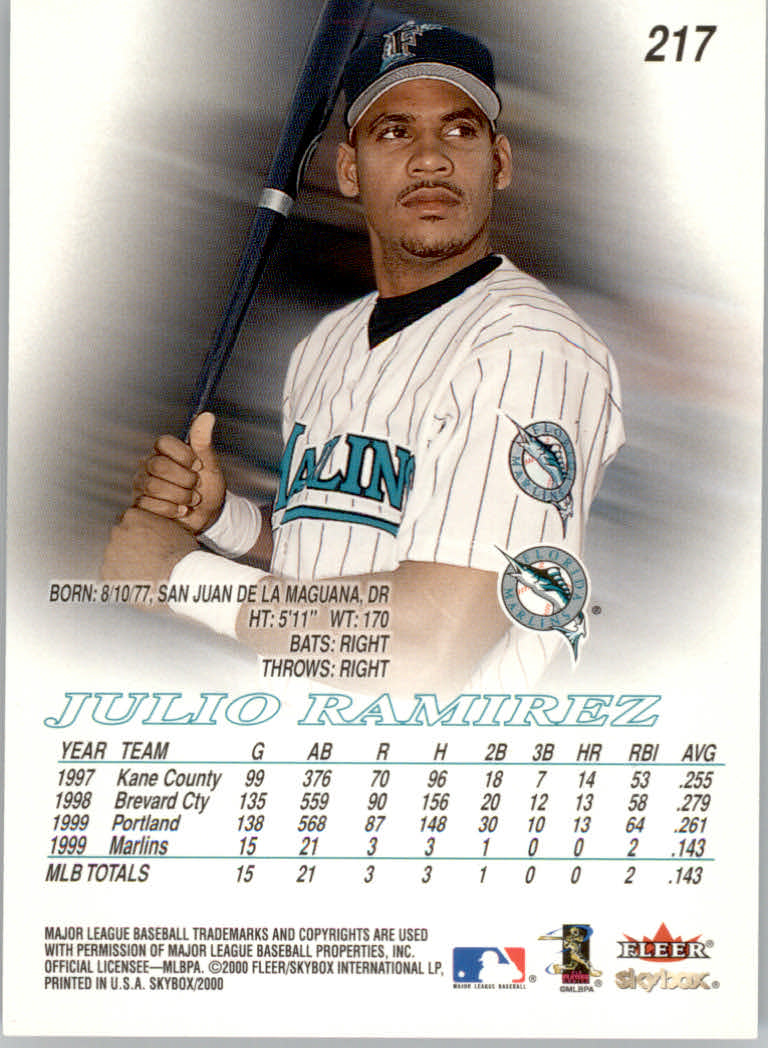 2000 Skybox Baseball "Main Set" Prospects and Short Print Cards #201 TO #250 - Picture 48 of 146