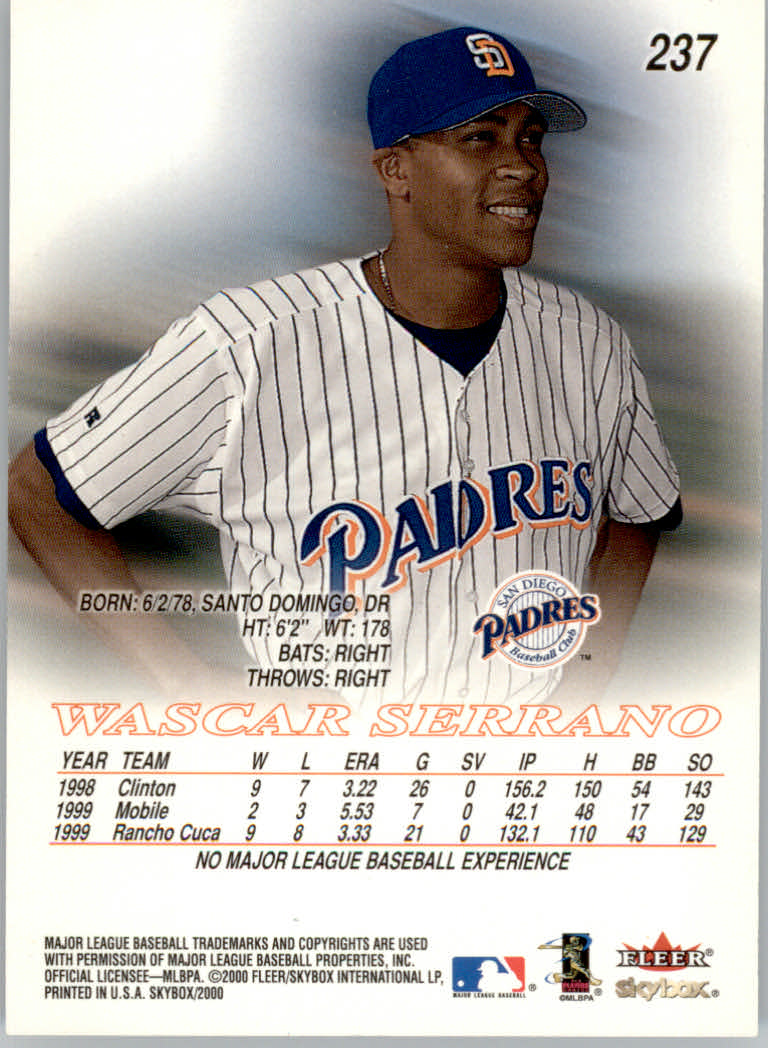 2000 Skybox Baseball "Main Set" Prospects and Short Print Cards #201 TO #250 - Picture 102 of 146