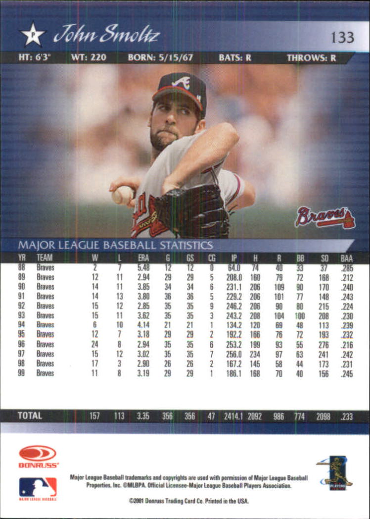 2001 Donruss Baseball's Best Silver #133 John Smoltz back image