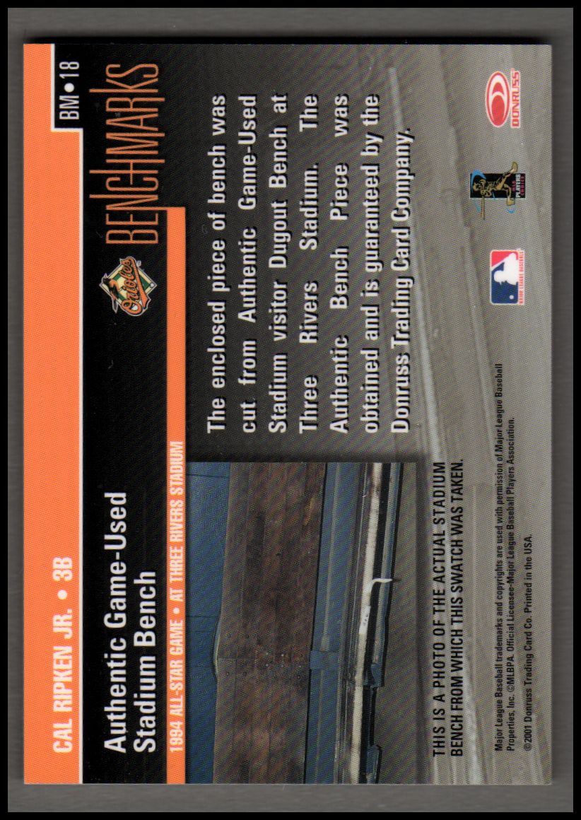 2001 Donruss Classics Benchmarks #BM18 Cal Ripken back image