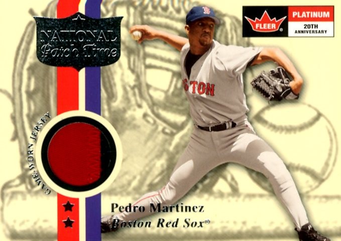 Pedro Martinez player worn jersey patch baseball card (Boston Red