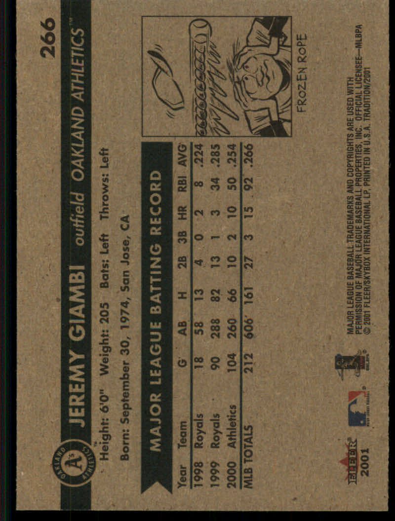 2001 Fleer Tradition Baseball "Main Set" Base Cards #250 to #450 - Picture 35 of 403