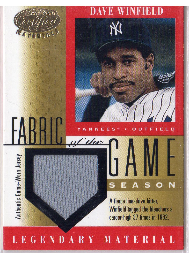 2001 Leaf Certified Materials Fabric of the Game #9SN Dave Winfield/37