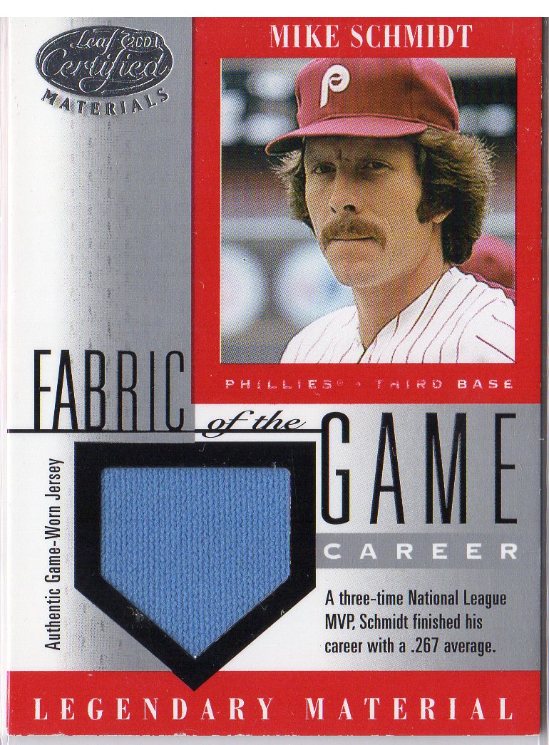 2001 Leaf Certified Materials Fabric of the Game #19CR Mike Schmidt/59