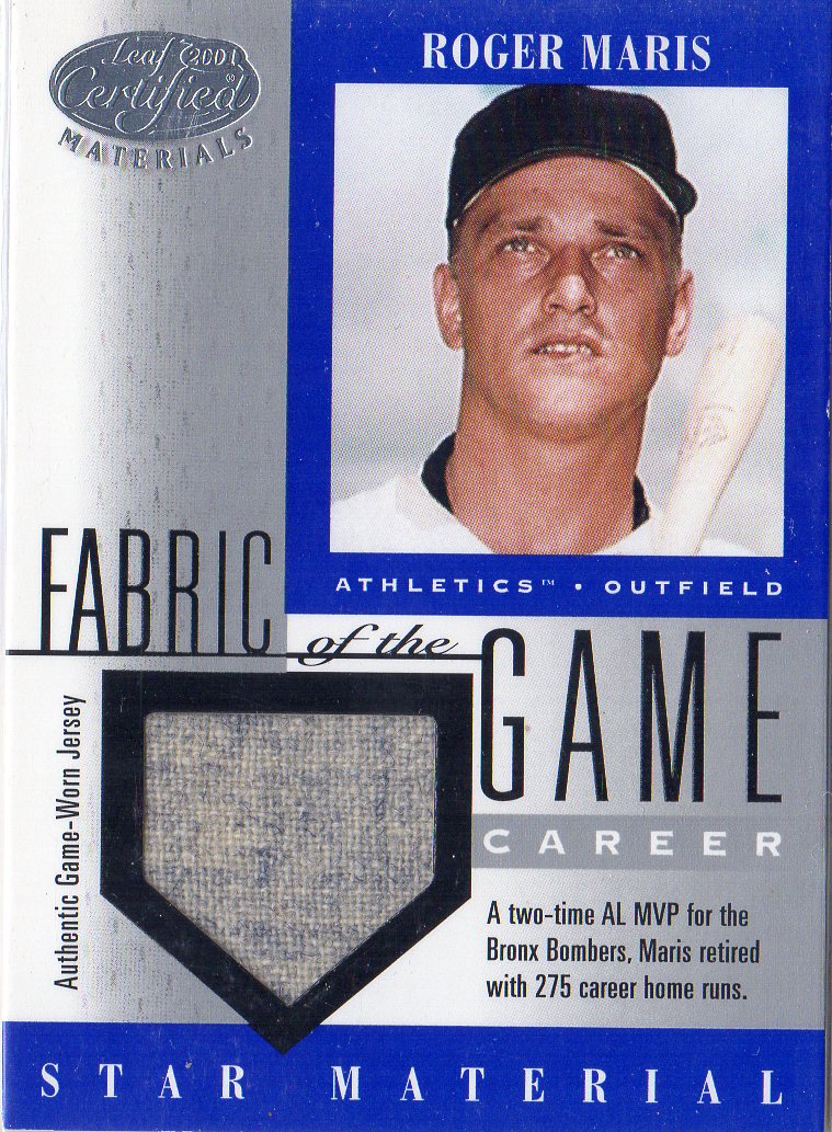 2001 Leaf Certified Materials Fabric of the Game #47CR Roger Maris/275