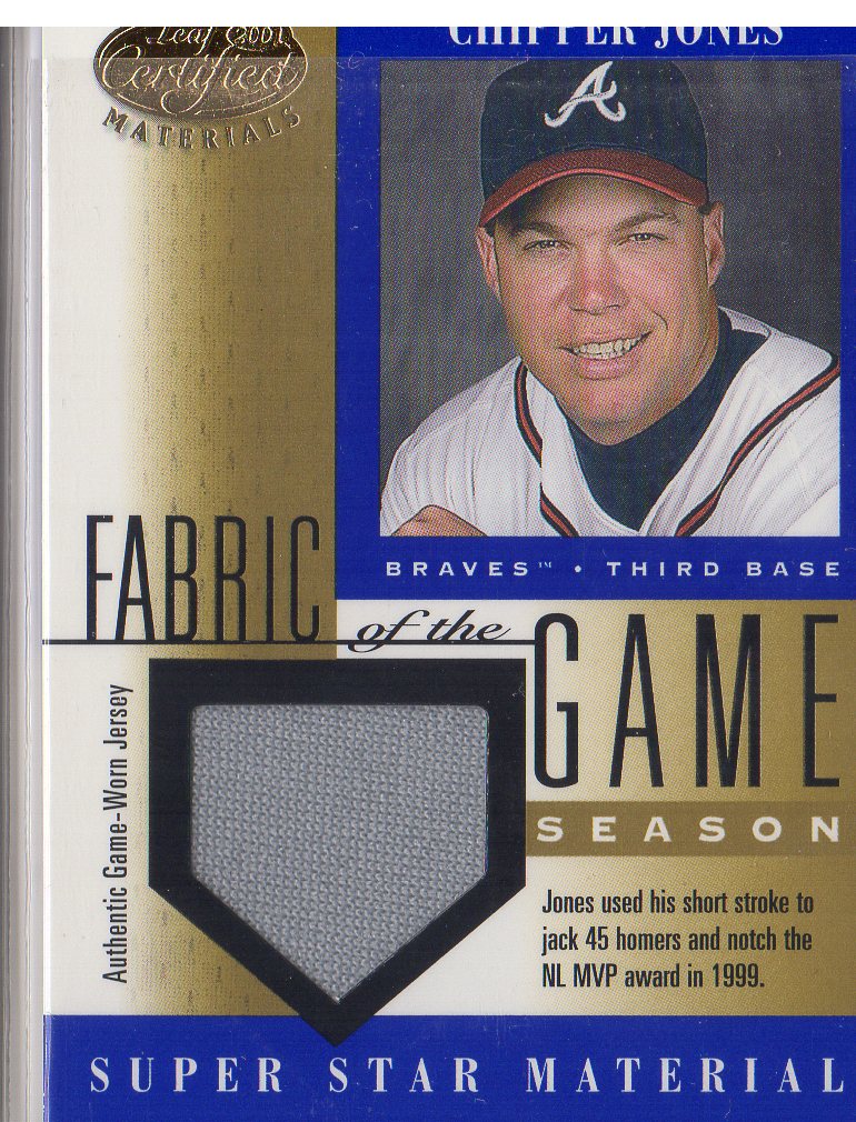 2001 Leaf Certified Materials Fabric of the Game #62SN Chipper Jones/45