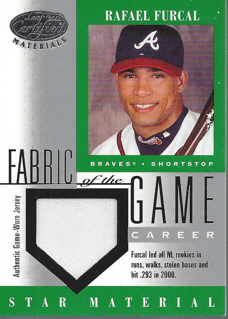 2001 Leaf Certified Materials Fabric of the Game #96CR Rafael Furcal/295