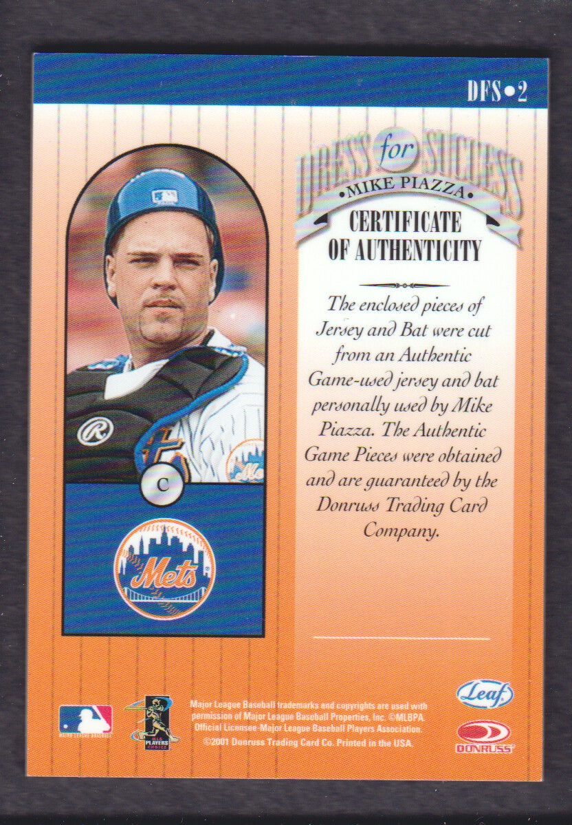 2001 Leaf Rookies and Stars Dress for Success #DFS2 Mike Piazza back image