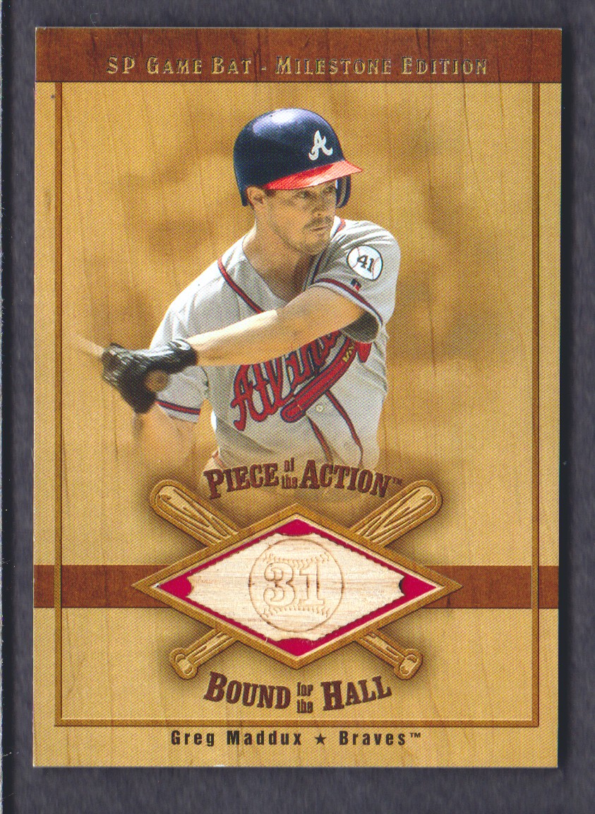 2001 SP Game Bat Milestone Piece of Action Bound for the Hall #BGM Greg Maddux
