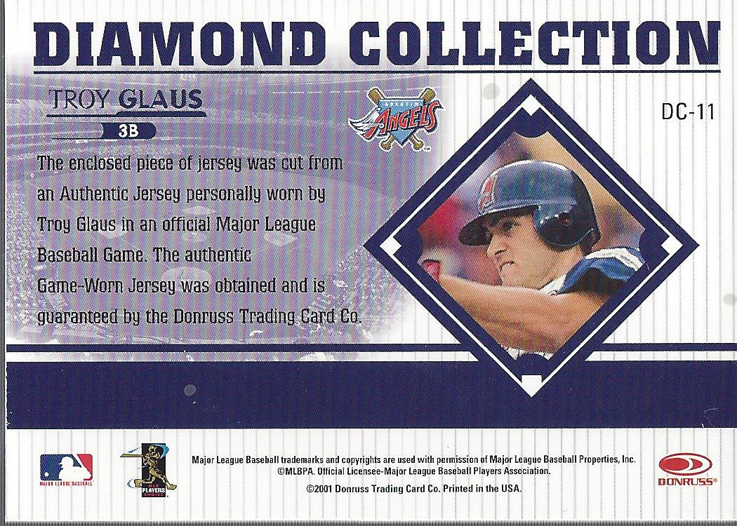 2001 Studio Diamond Collection #DC11 Troy Glaus back image