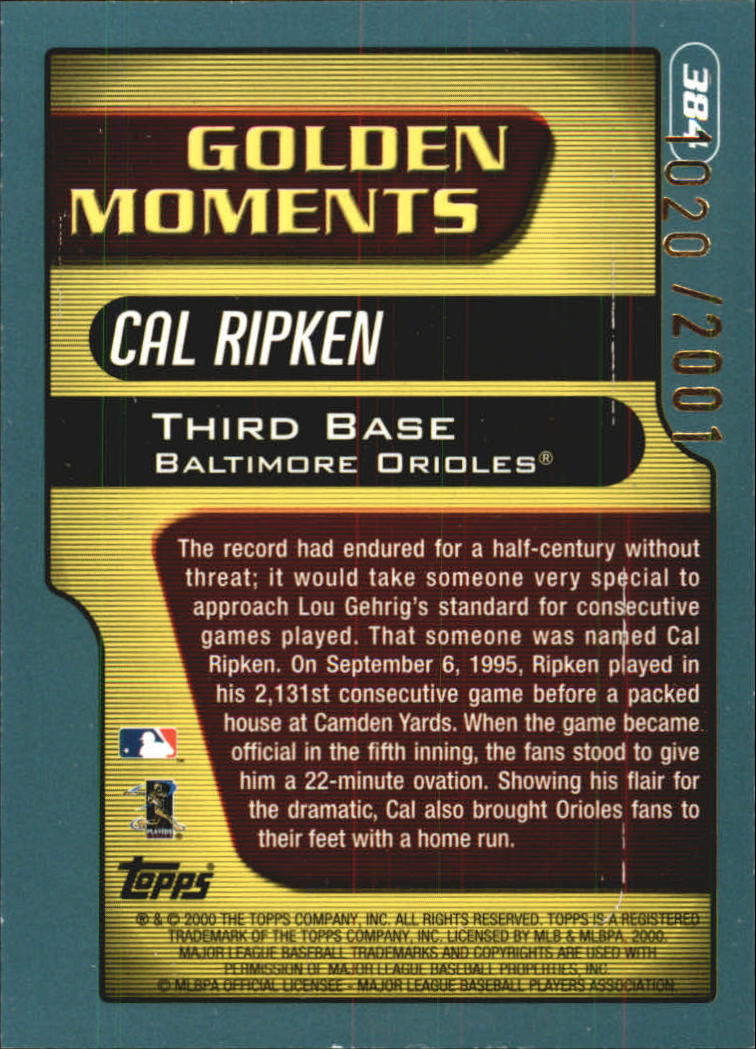 2001 Topps Gold #384 Cal Ripken GM back image