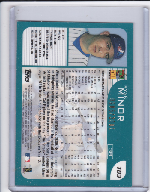 2001 Topps Traded Gold #T183 Sean Burnett back image