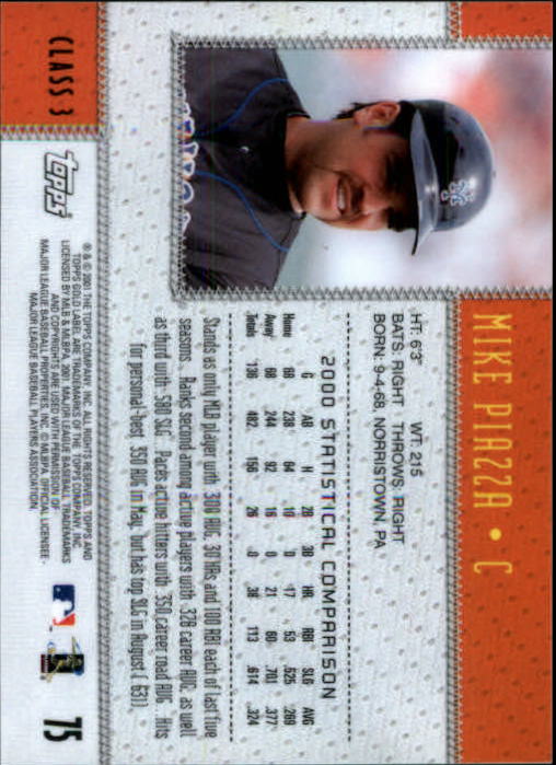 2001 Topps Gold Label Class 3 #75 Mike Piazza back image