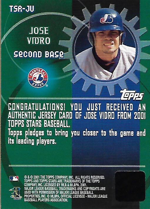2001 Topps Stars Game Gear Jerseys #TSRJV Jose Vidro A back image