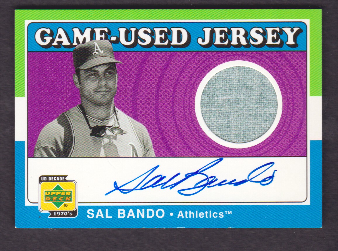 2001 Upper Deck Decade 1970's Game Jersey Autograph #SJSB Sal Bando