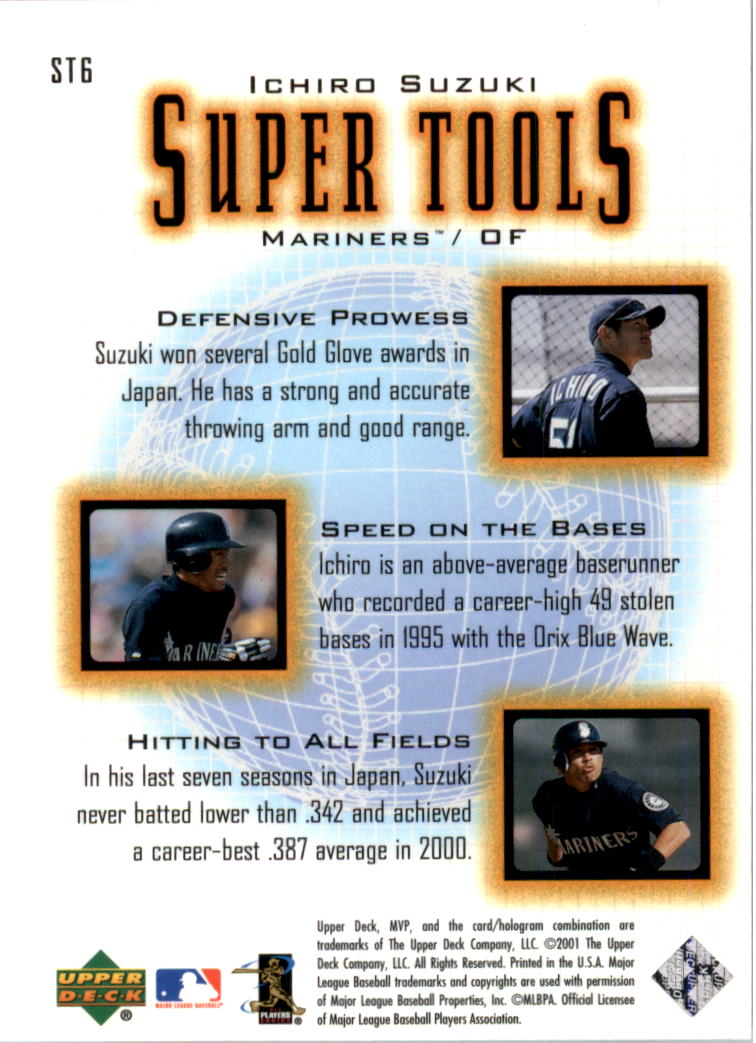 2001 Upper Deck MVP Super Tools #ST6 Ichiro Suzuki back image
