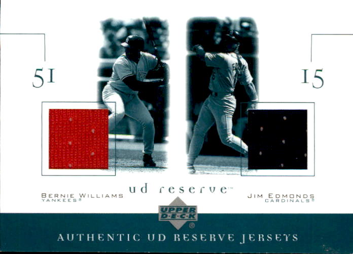 2001 UD Reserve Game Jersey Duos #JWE Bernie Williams/Jim Edmonds