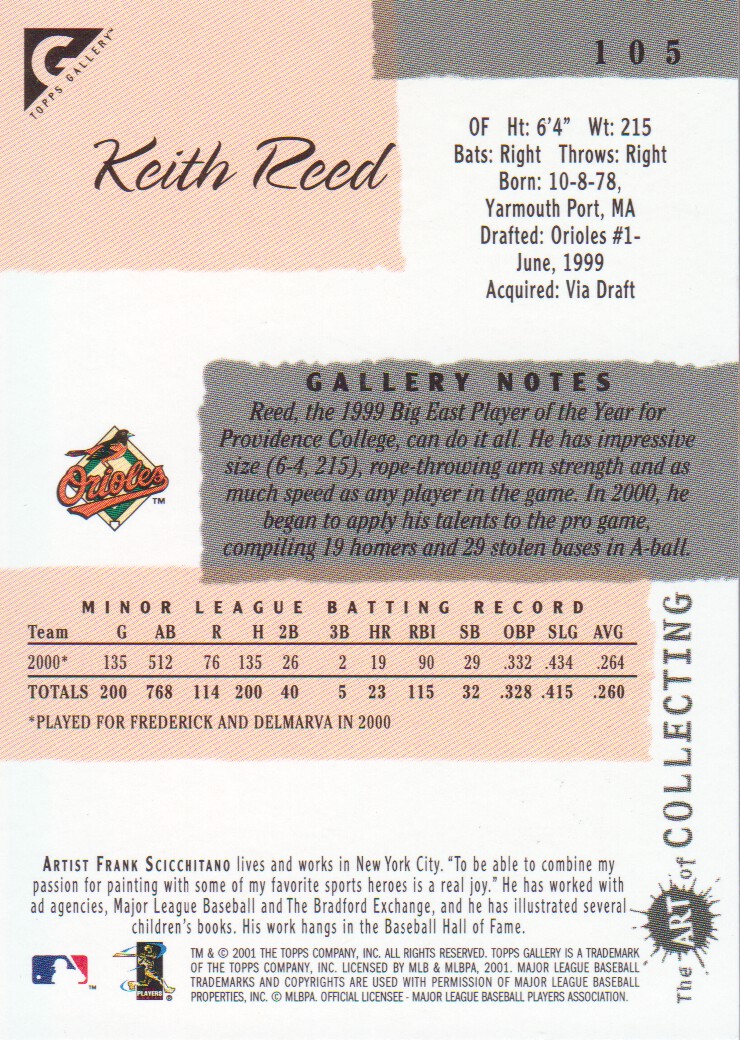 2001 Topps Gallery #105 Keith Reed back image