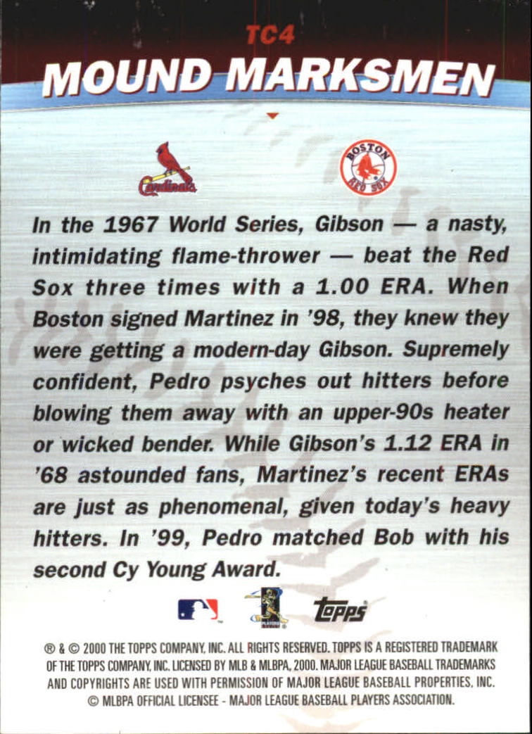 2001 Topps Chrome Combos #TC4 Bob Gibson Pedro Martinez Boston Red Sox Card 