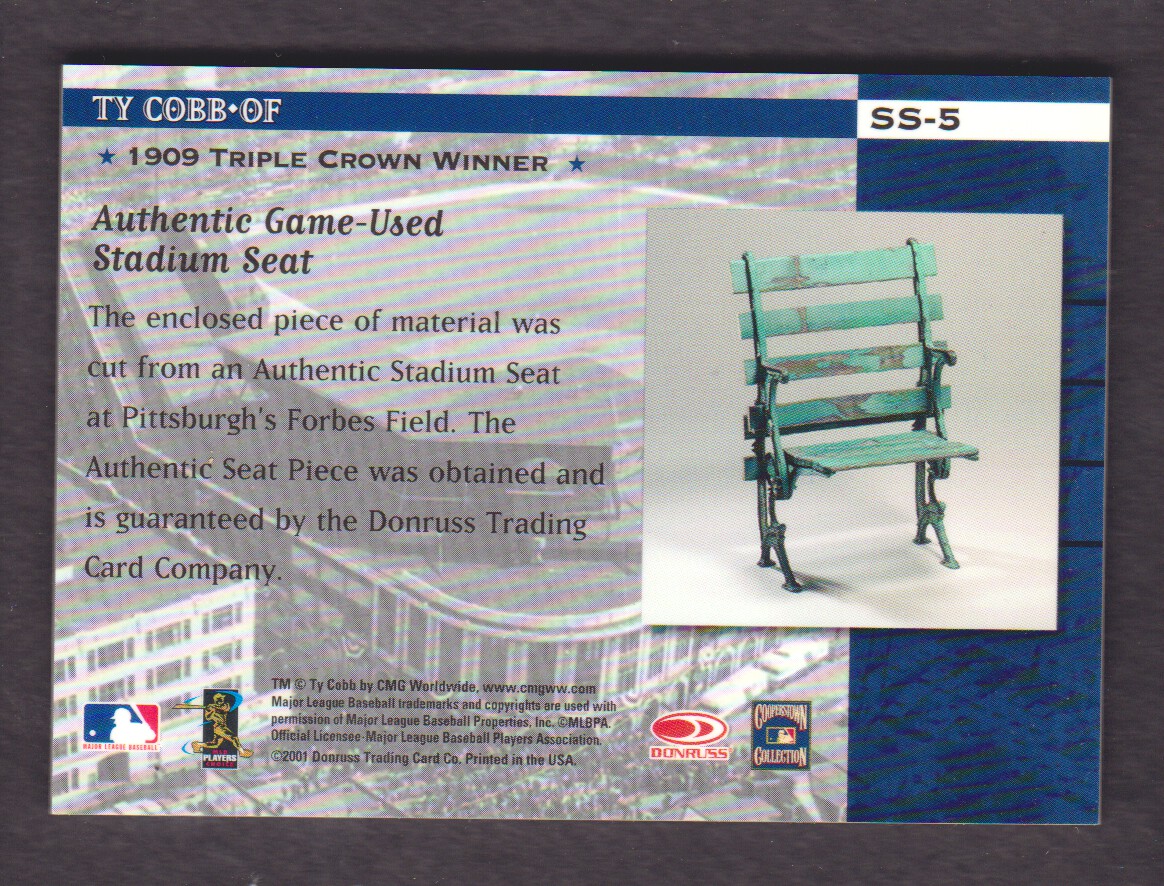 2001 Donruss Classics Stadium Stars #SS5 Ty Cobb back image