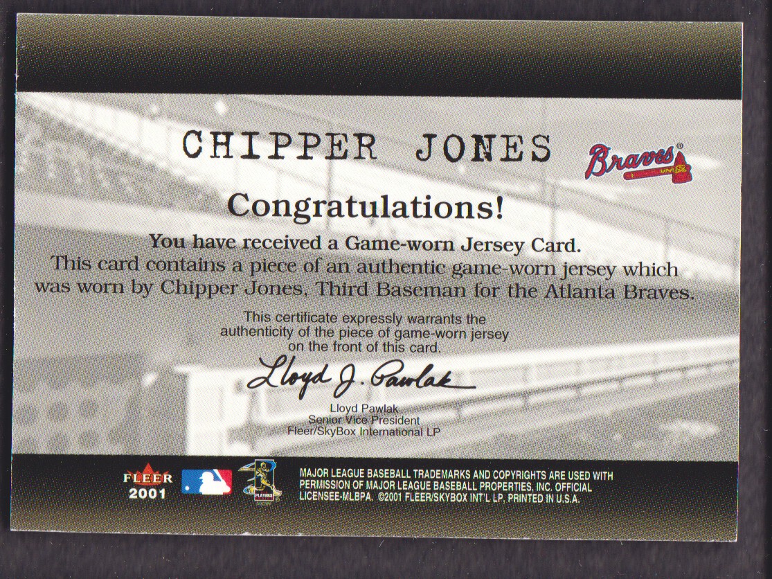 2001 Fleer Genuine Final Cut #12 Chipper Jones back image