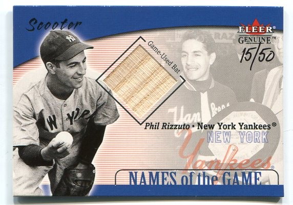 2001 Fleer Genuine Names Of The Game #23 Phil Rizzuto Bat
