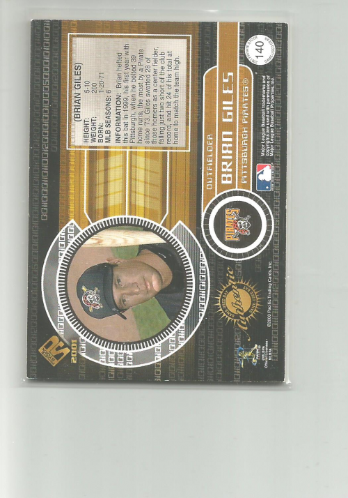 2001 Private Stock Game Gear #140 Brian Giles Bat back image