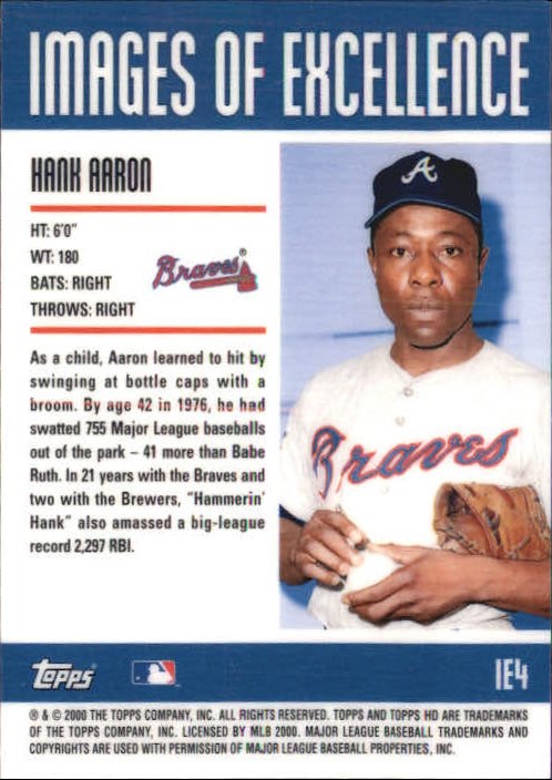 2001 Topps HD Images of Excellence Aluminum #IE4 Hank Aaron back image
