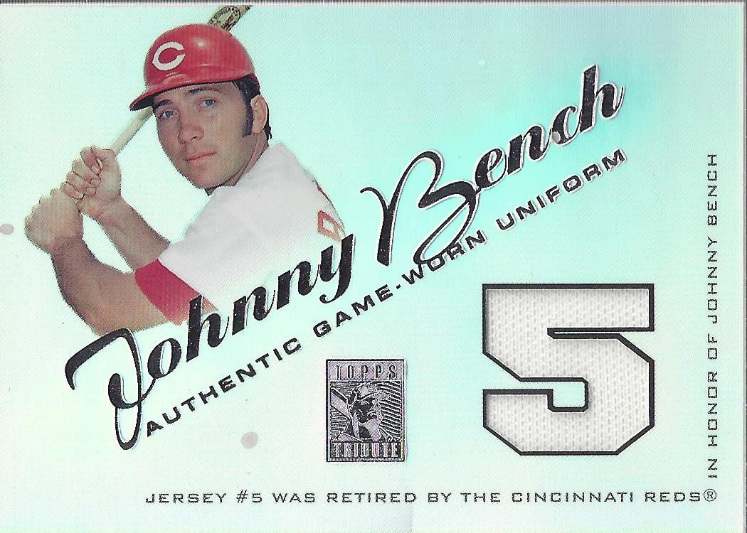 2001 Topps Tribute Game Worn Relics #RJJB Johnny Bench White 2