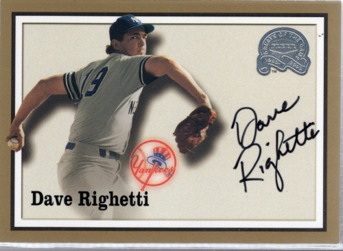 2001 Upper Deck Legends of NY Game Jersey Autograph #SYJDR Dave Righetti