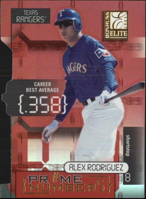 2001 Donruss Elite Prime Numbers Die Cuts #PN-1C Alex Rodriguez/350