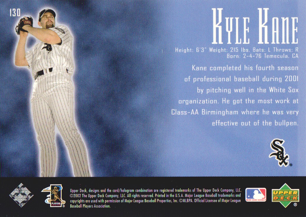 2002 UD Piece of History #130P Kyle Kane 21CP RC back image