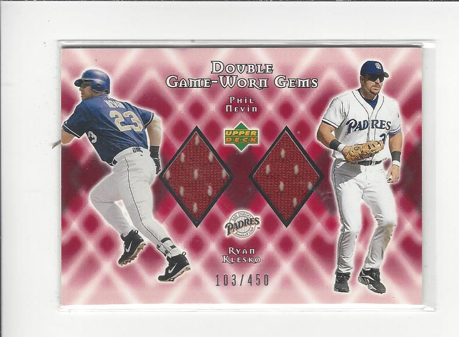 2002 Upper Deck Double Game Worn Gems #DGNK Phil Nevin/Ryan Klesko