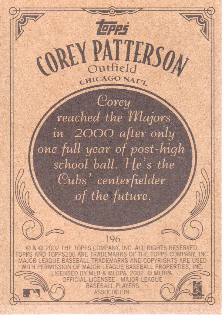 2002 Topps 206 #196B Corey Patterson Pinstripes back image