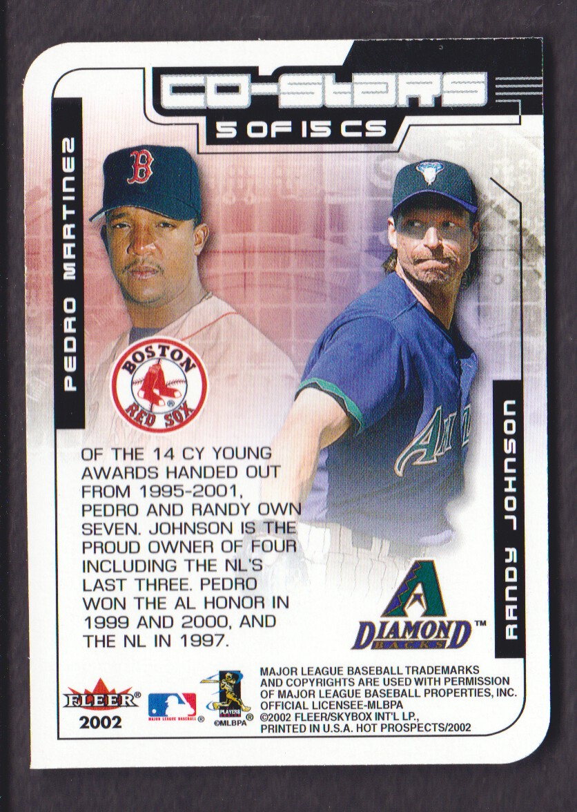 2002 Hot Prospects Co-Stars #5 P.Martinez/R.Johnson back image