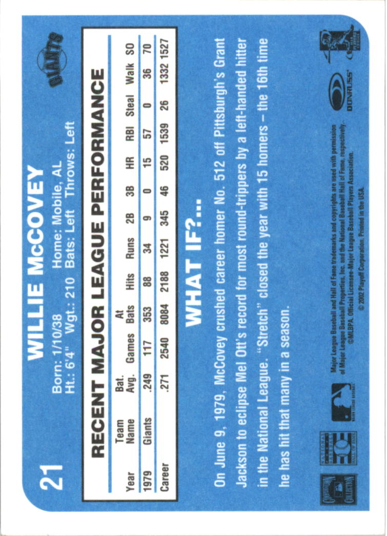 2002 Donruss Originals What If 1980 #21 Willie McCovey back image