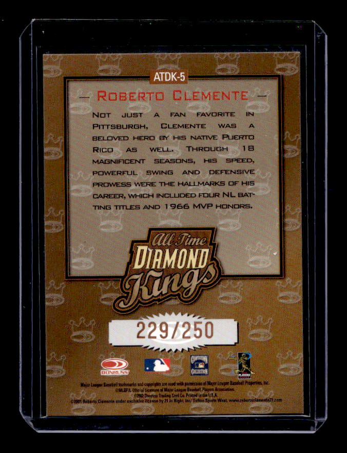 2002 Donruss All-Time Diamond Kings Studio Series #5 Roberto Clemente back image