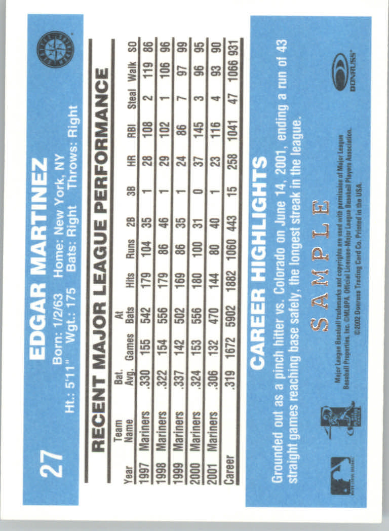 Carte Parallele Donruss Originals Baseball 2002 "Acquee e Campioni" - Foto 7 di 11