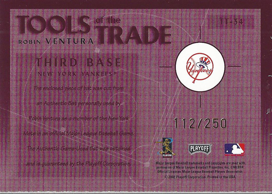 2002 Absolute Memorabilia Tools of the Trade Materials #TT34 Robin Ventura Bat back image