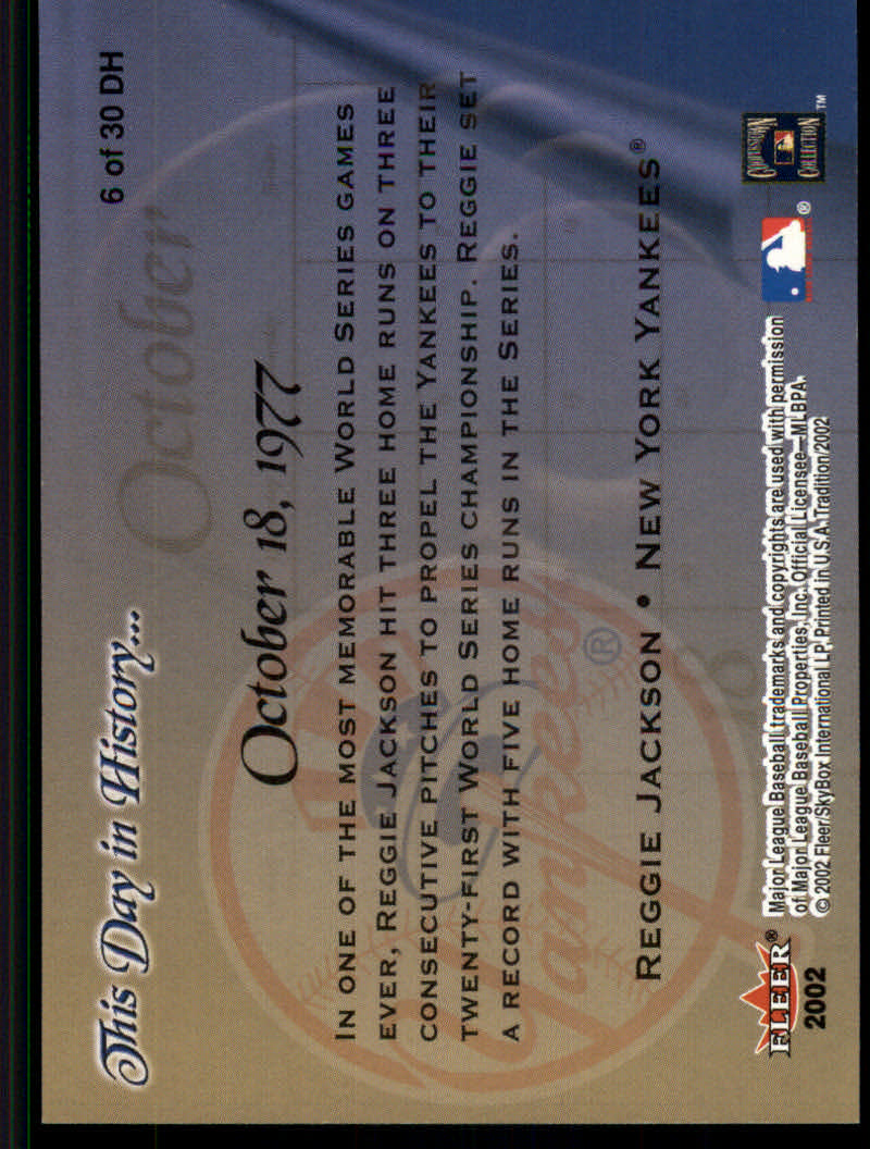 Fleer Tradition Baseball 2002 "Questo giorno nella storia" Inserto carte - Foto 7 di 18