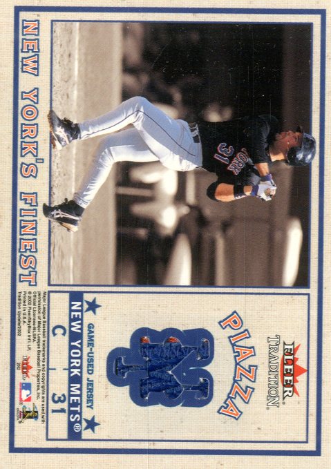 2002 Fleer Tradition Update New York's Finest Dual Swatch #3 Roger Clemens Jsy/Mike Piazza Jsy