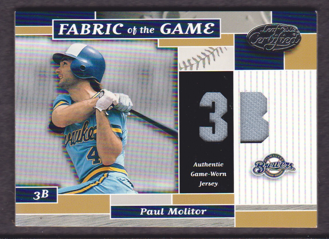 2002 Leaf Certified Fabric of the Game #11PS Paul Molitor/50