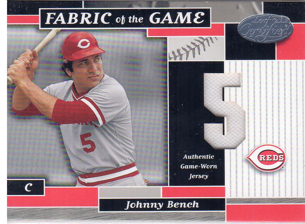 2002 Leaf Certified Fabric of the Game #15JN Johnny Bench/5