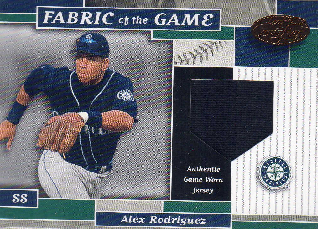 2002 Leaf Certified Fabric of the Game #37BA Alex Rodriguez M's/100