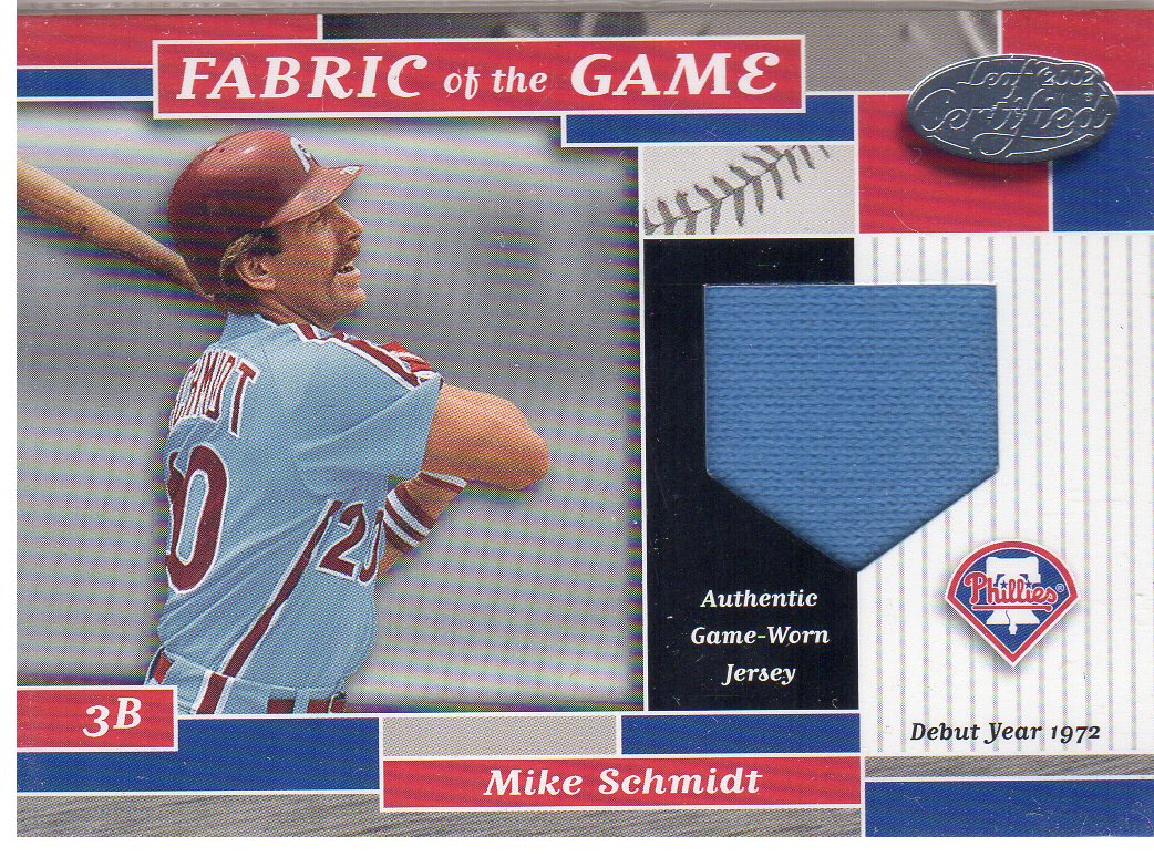 2002 Leaf Certified Fabric of the Game #38DY Mike Schmidt/72