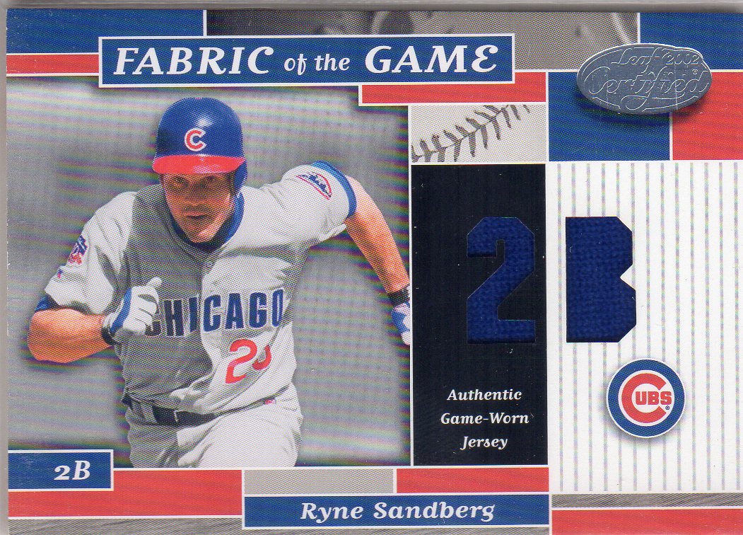 2002 Leaf Certified Fabric of the Game #44PS Ryne Sandberg/25