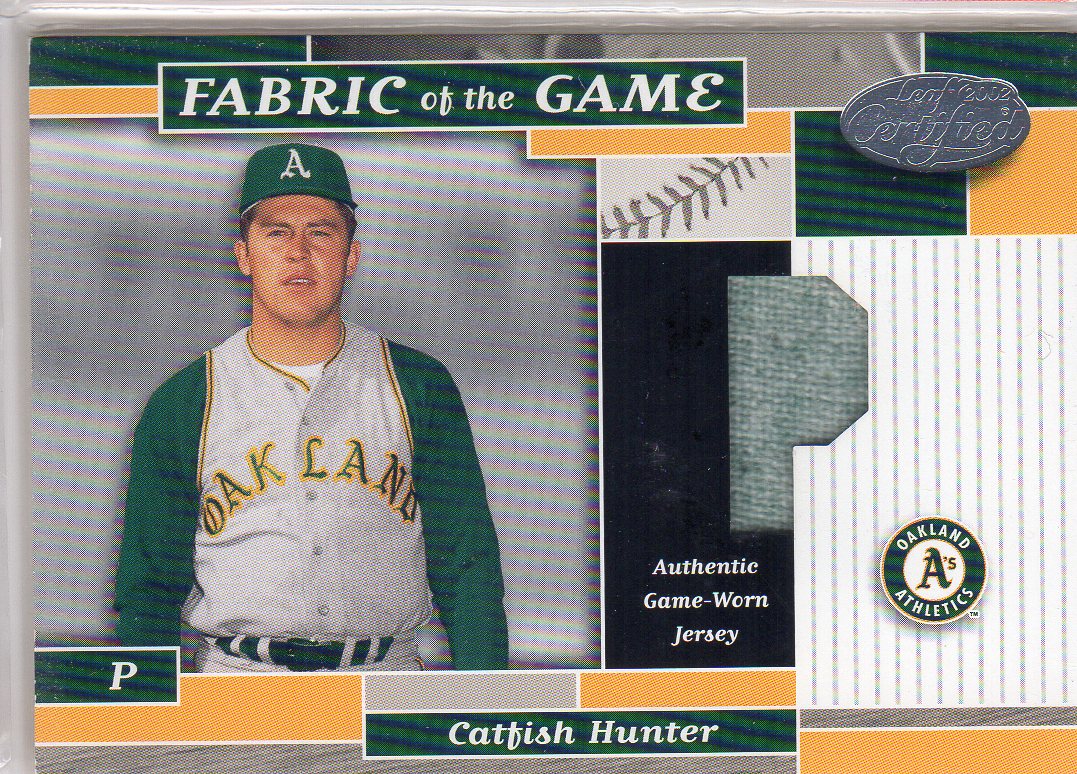 2002 Leaf Certified Fabric of the Game #48PS Catfish Hunter/25