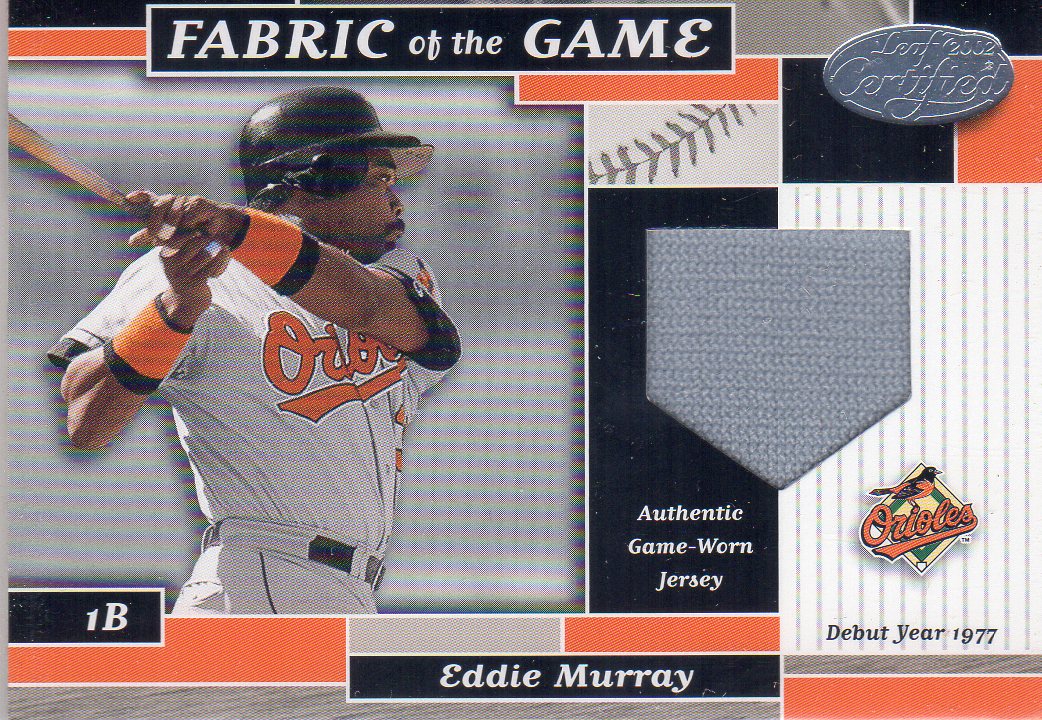 2002 Leaf Certified Fabric of the Game #60DY Eddie Murray/77