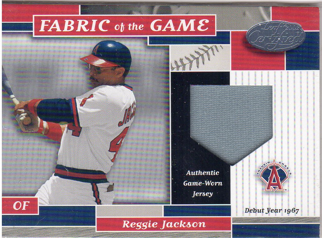 2002 Leaf Certified Fabric of the Game #77DY Reg Jackson Angels/67